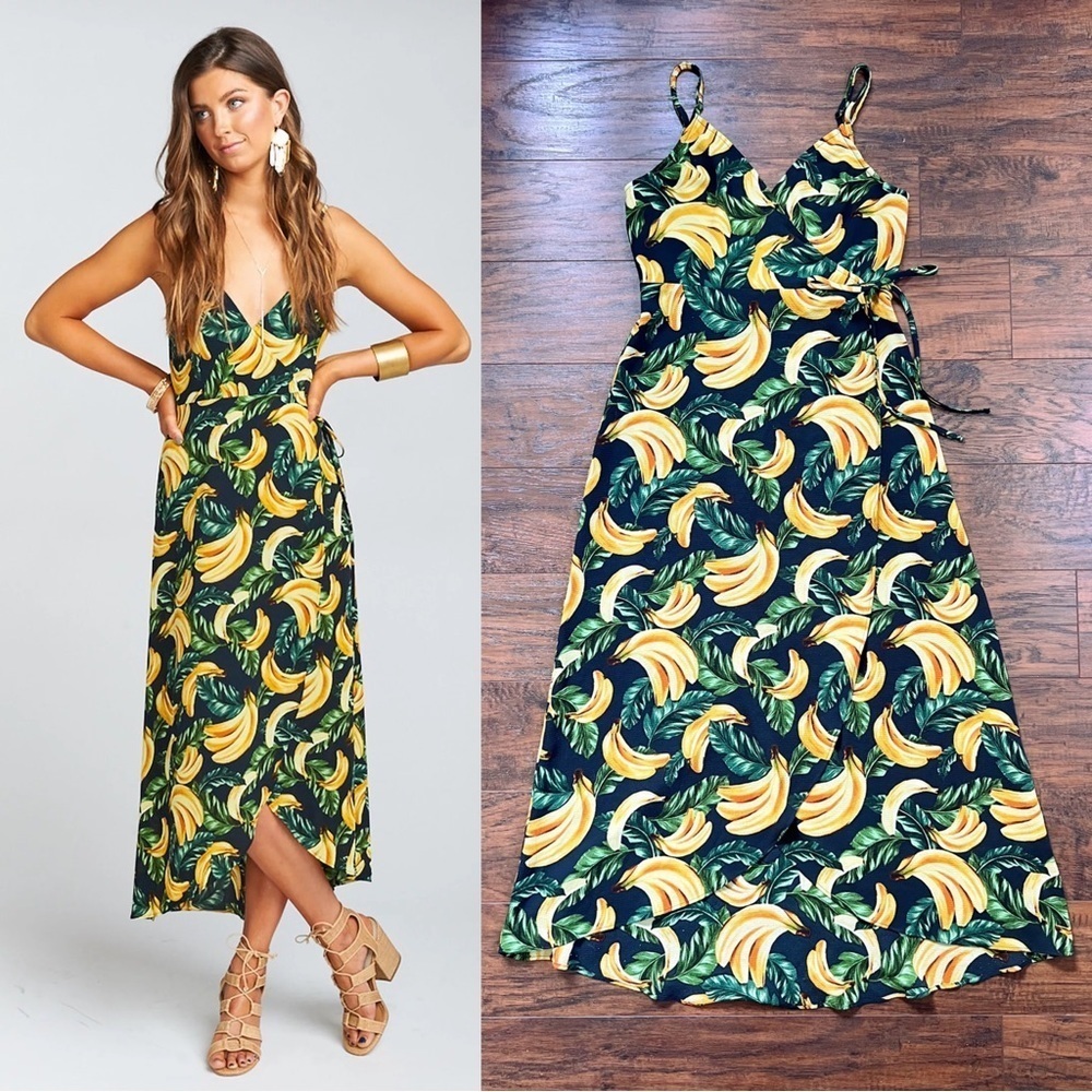 SMYM • Meghan Wrap Dress sundress Gone Bananas print tropical beach hi low